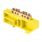 sn0-63-06-dz-r; Шина "0" N (6х9мм) 6 отверстий латунь желтый изолятор на DIN-рейку розничный стикер PROxima