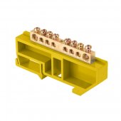 sn0-63-08-dz-r; Шина "0" N (6х9мм) 8 отверстий латунь желтый изолятор на DIN-рейку розничный стикер PROxima