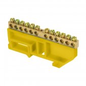 sn0-63-12-dz-r; Шина "0" N (6х9мм) 12 отверстий латунь желтый изолятор на DIN-рейку розничный стикер PROxima