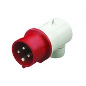 DIS2211636 Вилка кабельная угловая, винтовой зажим, 16A, 3P+E, IP44 для сечения кабеля 1.5-2.5мм2, 400В, цвет красный