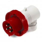 DIS2261637 Вилка кабельная угловая, винтовой зажим, 16A, 3P+N+E, IP67 для сечения кабеля 1.5-2.5мм2, 400В, цвет красный