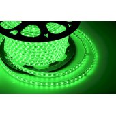 142-104; LED лента 220 В, 13х8 мм, IP67, SMD 5050, 60 LED/m, цвет свечения зеленый