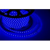 142-603; LED лента 220 В, 10х7 мм, IP67, SMD 2835, 60 LED/m, цвет свечения синий, бухта 100 м