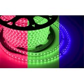 142-109; LED лента 220 В, 13х8 мм, IP67, SMD 5050, 60 LED/m, цвет свечения RGB