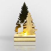 504-002; Деревянная фигурка с подсветкой "Елочка с оленем" 12x6x21.5 см