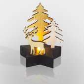 504-042; Деревянная фигурка с подсветкой "Олень в лесу" 9x8x10 см