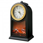 511-020; Светодиодный камин «Старинные часы» с эффектом живого огня 14.7x11.7x25 см, черный, батарейки 2хС (не в комплекте) USB