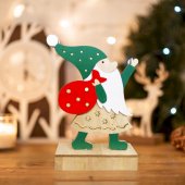 504-016; Деревянная фигурка с подсветкой «Дед Мороз» 18 см