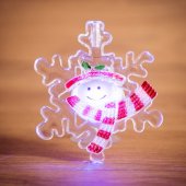 501-021; "Снеговик на снежинке" RGB на присоске