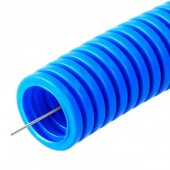 PR02.0053; Труба гофрированная ПП лёгкая 350 Н безгалогенная (HF) синяя с/з Ø25 (50м/2600м уп/пал)