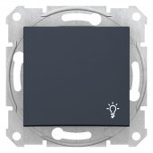 SDN0900170; Sedna Графит Выключатель кнопочный с символом "свет" 10A 250В (сх.1)