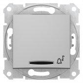 SDN1600460; Sedna Выключатель кнопочный с символом "звонок", с подсветкой 10А/250В алюминий