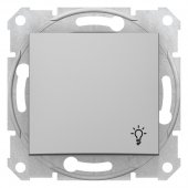 SDN0900160; Sedna Выключатель скрытой установки кнопочный с символом "свет" 10А 250В IP20 алюминий