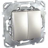 MGU5.211.30ZD; Unica Top Выключатель двухклавишный (сх.5) алюминий