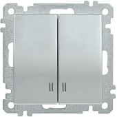 EVB21-K23-10; Выключатель 2 клавиши ВС10-2-1-Б с индикацией 10А BOLERO серебрянный