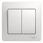 GSL000152; Glossa Выключатель двухклавишный, сх.5, 10АХ (в сборе с рамкой) белый