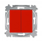 2CHH598745A6065; Выключатель кнопочный двухклавишный Levit красный/дымчатый чёрный