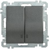 EVB21-K95-10; Выключатель 2 клавиши ВС10-2-1-Б с индикацией 10А BOLERO антрацит