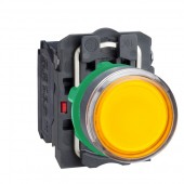 XB5AW35M5; XB5 Кнопка с возвратом желтая с подсветкой 230-240В 1НО+1НЗ