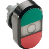1SFA611130R1108; Кнопка двойная MPD1-11С (зеленая/красная) прозрачная линза без текста