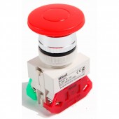 25040DEK; Выключатель кнопочный ВK-22 красный грибок с фикс. AEAL D=22мм 1з+1P (1НО+1НЗ) 220В