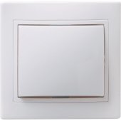 EVK13-K01-10-DM; ВСк10-1-0-КБ Выключатель одноклавишный кнопочный 10А КВАРТА белый