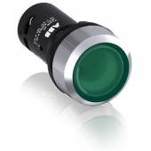 1SFA619100R3112; Кнопка с подсветкой CP1-31G-10 зеленая 24В AC/DC с плоской клавишей без фиксации 1НО, металл.кольцо
