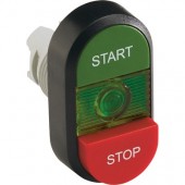 1SFA611144R1102; Кнопка двойная MPD15-11G (зеленая/красная-выступающая) зеленая линза с текстом (START/S