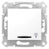 SDN1800121; Выключатель кнопочный с символом "свет" с подсветкой белый Sedna