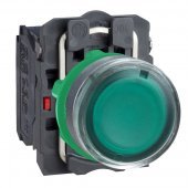 XB5AW33M5; XB5 Кнопка с возвратом зеленая с подсветкой 230В 1НО+1НЗ