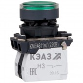 248250; Кнопка КМЕ4611мЛ-220В-зеленый-1но+1нз-цилиндр-индикатор IP65