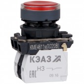 248251; Кнопка КМЕ4611мЛ-220В-красный-1но+1нз-цилиндр-индикатор IP65
