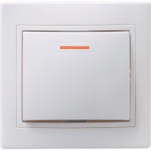 EVK11-K01-10-DM; ВС10-1-1-КБ Выключатель одноклавишный с индикацией 10А КВАРТА белый