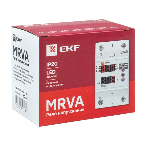 MRVA-63A; Реле напряжения и тока с дисплеем MRVA 63A PROxima EKF (ЭКФ .